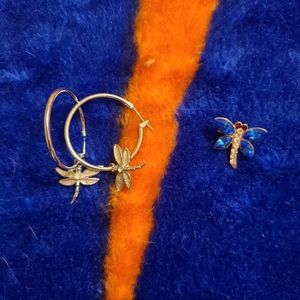 Dragonfly Earrings and Pin